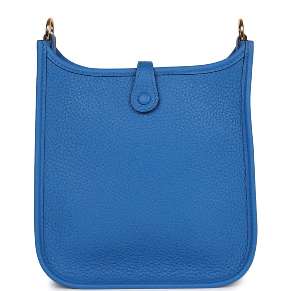 NEW Hermès Evelyne TPM Bleu Zellige Clemence Gold Hardware Crossbody Bag - Picture 4 of 8